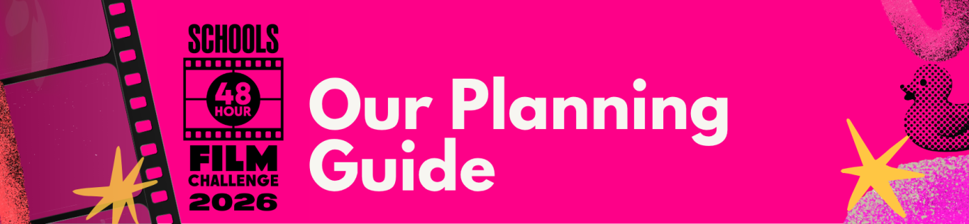 Banner for a film festival featuring the text "Our Planning Guide" on a pink background.